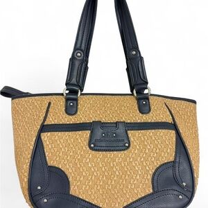 Stone Mountain Accessories Woven Tan and Black Shoulder Bag